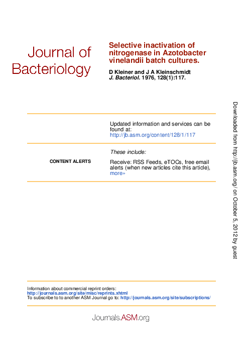(PDF) Selective inactivation of the nitrogenase in Azotobacter ...