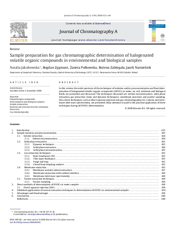 (PDF) Sample preparation for gas chromatographic determination of ...
