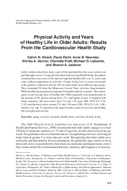 (PDF) Physical activity and years of healthy life in older adults ...