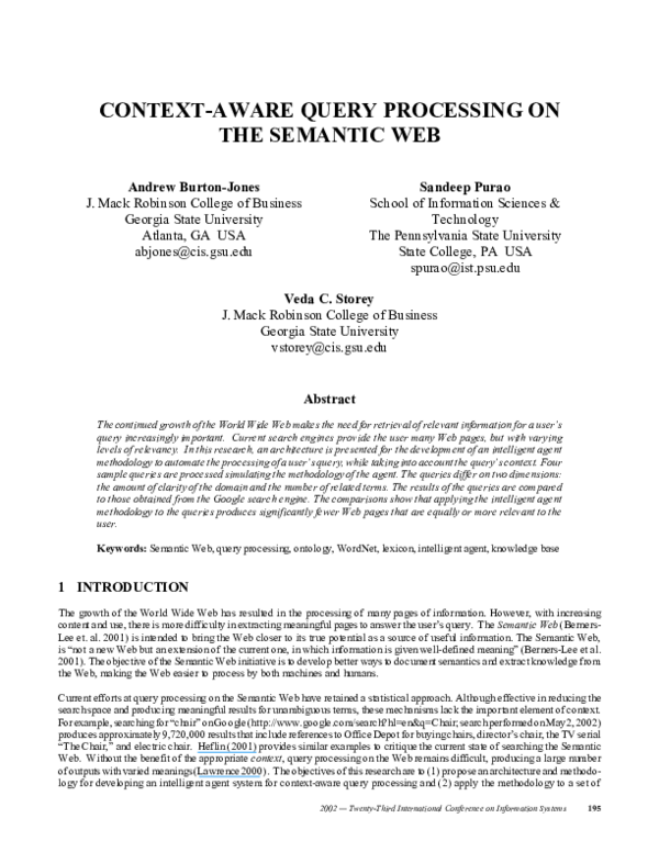 (PDF) Context-Aware Query Processing on the Semantic Web