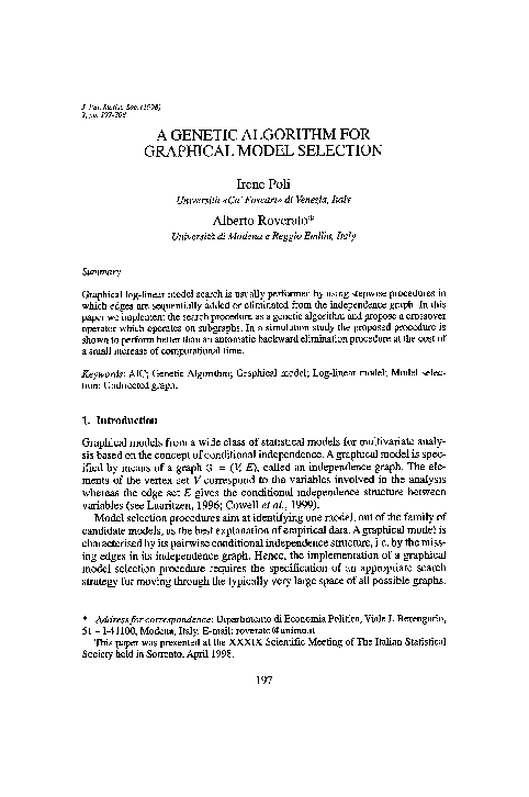 (PDF) A genetic algorithm for graphical model selection
