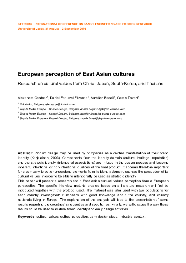 (PDF) European perception of East Asian cultures - Research on cultural