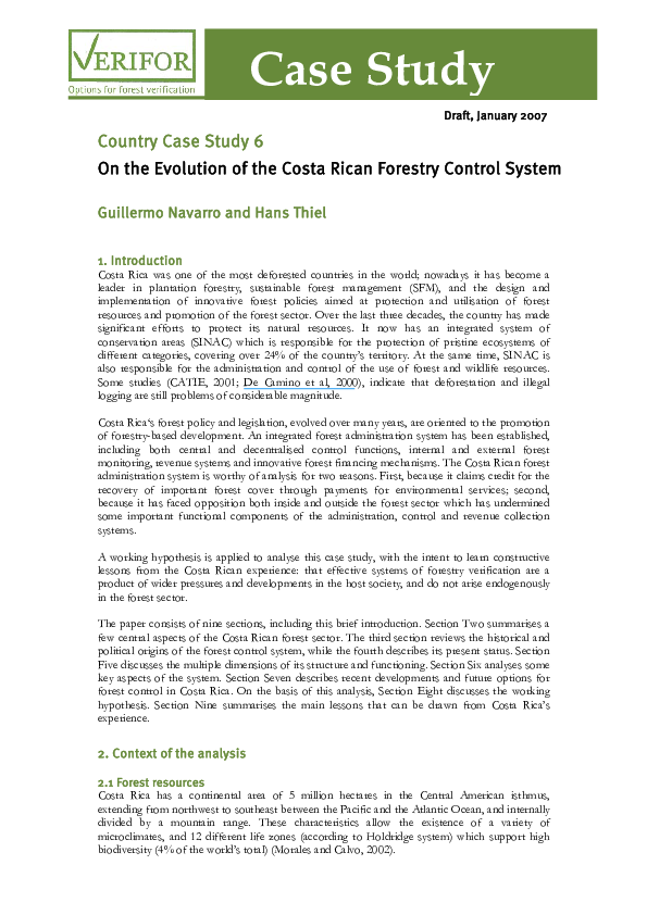 (PDF) Case Study On the Evolution of the Costa Rican Forestry Control ...