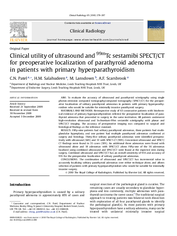 (PDF) Parathyroid Adenoma | Alice Smith - Academia.edu