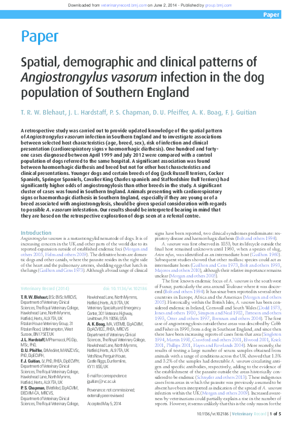 (PDF) Spatial, demographic and clinical patterns of Angiostrongylus ...