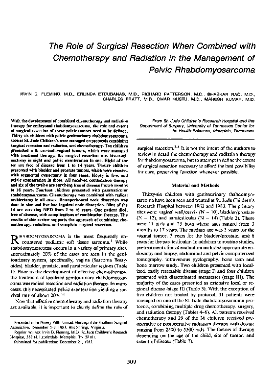(PDF) The Role of Surgical Resection When Combined with Chemotherapy ...