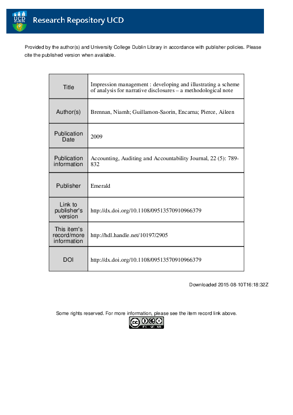 (PDF) Impression management : Developing and illustrating a scheme of ...