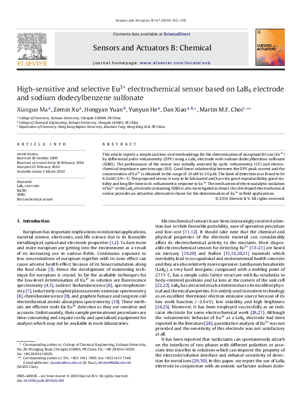 (PDF) High-sensitive and selective Eu3+ electrochemical sensor based on ...