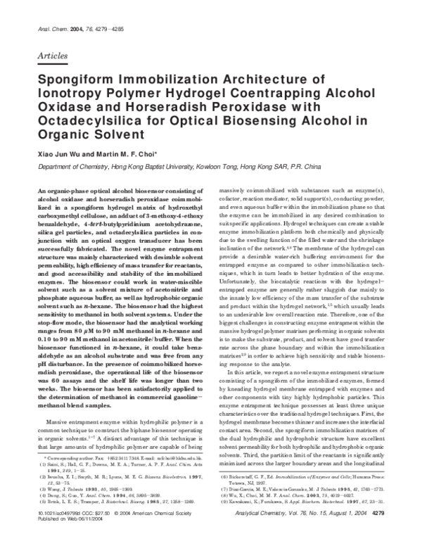 (PDF) Spongiform Immobilization Architecture of Ionotropy Polymer
