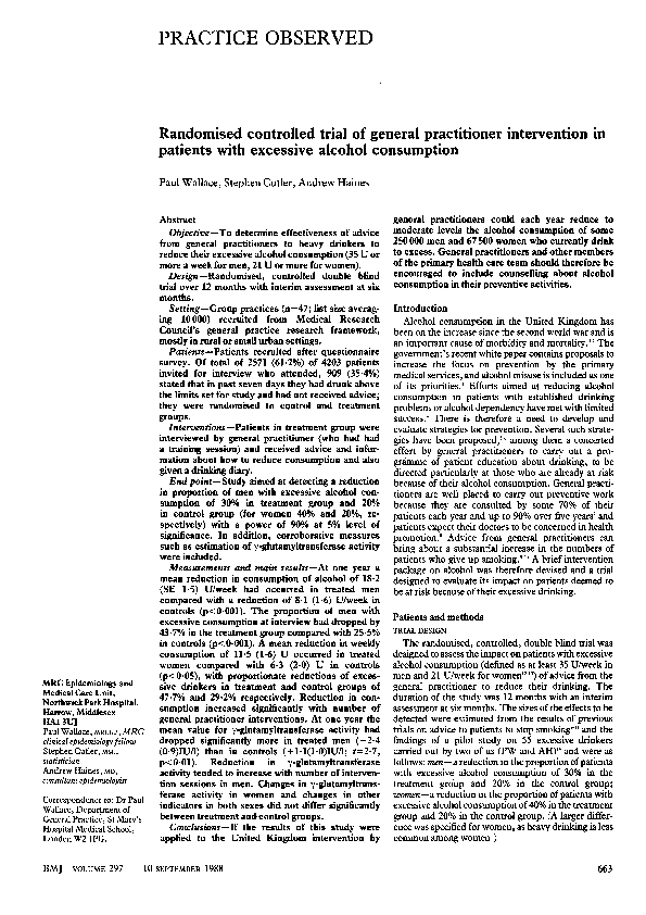 (PDF) Randomised Controlled Trial Of General Practitioner Intervention ...