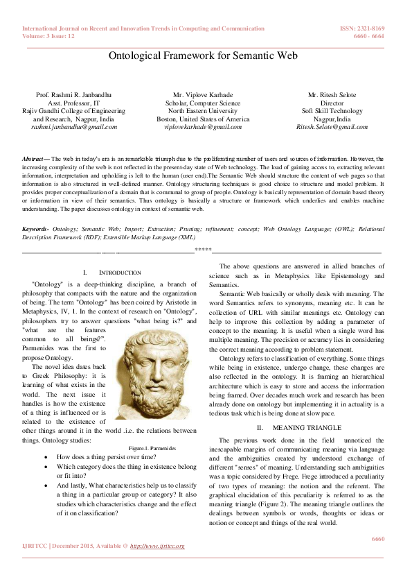(PDF) Ontological Framework for Semantic Web