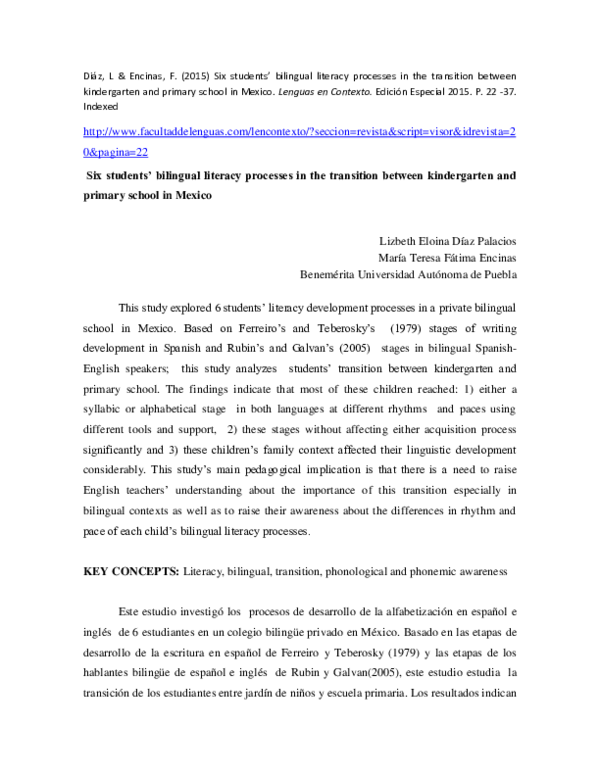 (PDF) Six students’ bilingual literacy processes in the transition ...