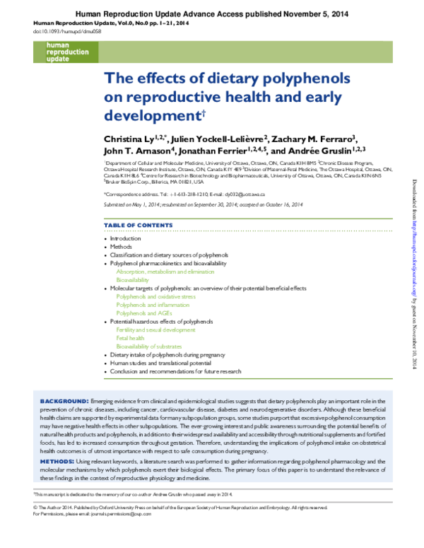 (PDF) The effects of dietary polyphenols on reproductive health and ...