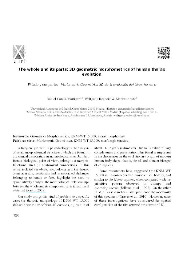 (PDF) The whole and its parts: 3D geometric morphometrics of human ...