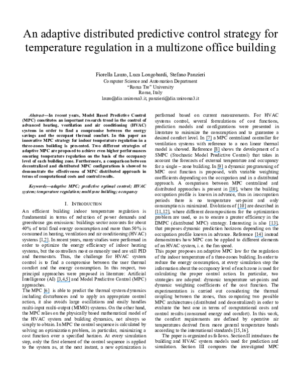 (PDF) An adaptive distributed predictive control strategy for ...