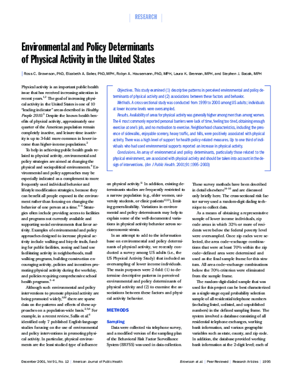 (PDF) Environmental and Policy Determinants of Physical Activity in the ...