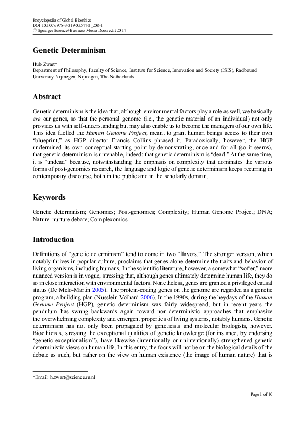 (PDF) Genetic Determinism