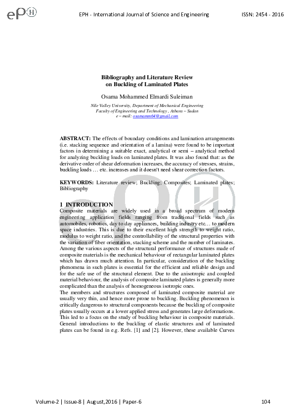 (PDF) Bibliography and Literature Review on Buckling of Laminated Plates Dr. Osama M Elmardi