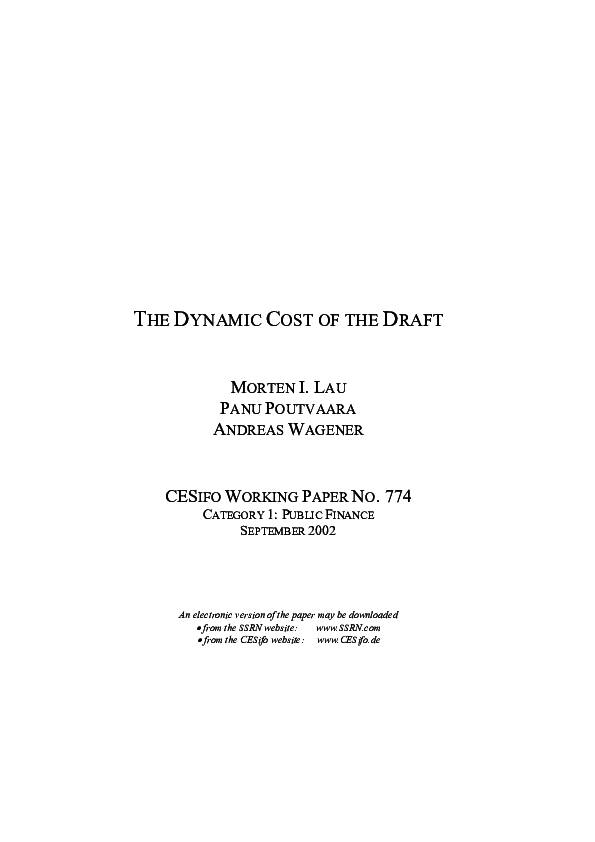 Pdf The Dynamic Cost Of The Draft Morten Lau Academia Edu