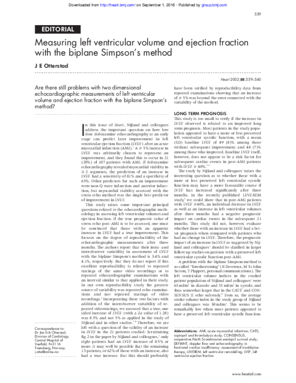 (PDF) Measuring left ventricular volume and ejection fraction with the