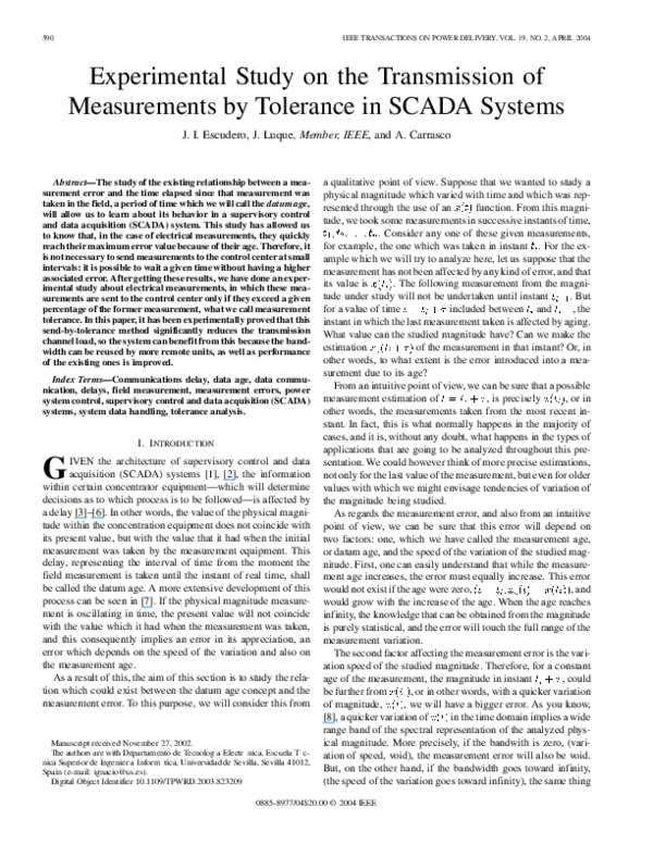 (PDF) Experimental study on the transmission of measurements by ...