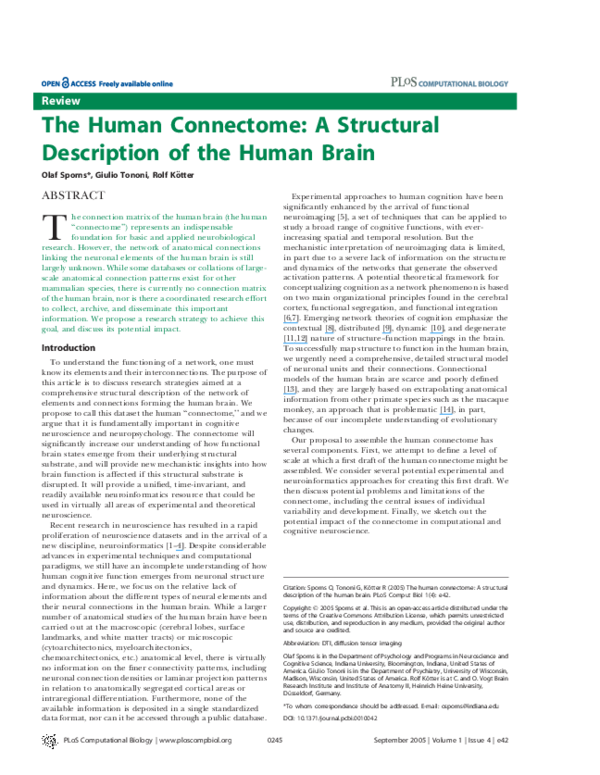 (PDF) The Human Connectome: A Structural Description of the Human Brain