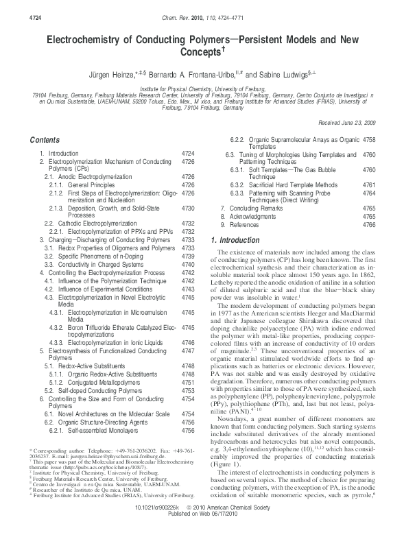(PDF) Electrochemistry of Conducting Polymers—Persistent Models and New ...