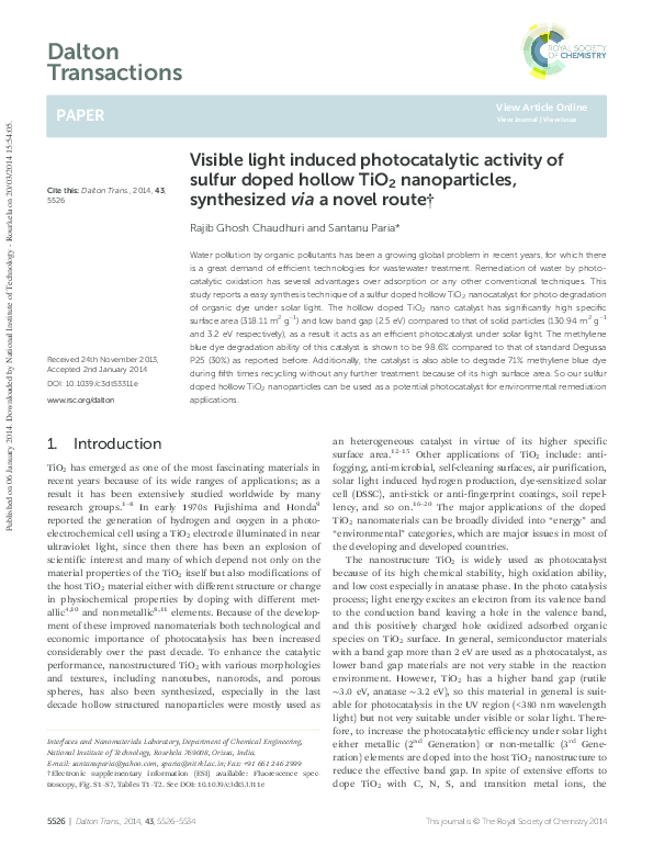 (PDF) Visible light induced photocatalytic activity of rare earth ...