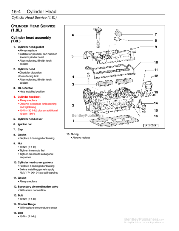 (PDF) CYLINDER HEAD SERVICE (1.8L) Cylinder head assembly (1.8L Carls