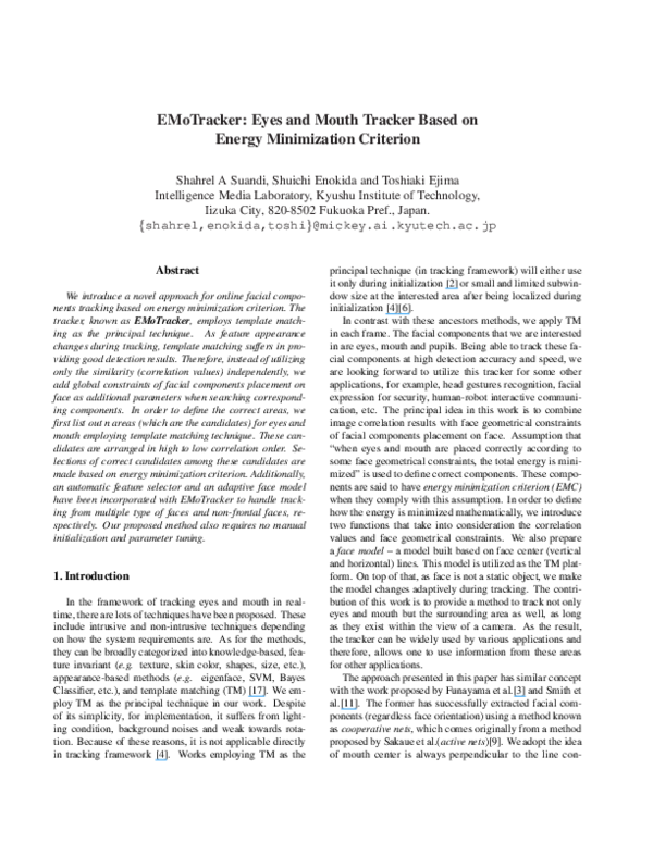 (PDF) Emotracker: Eyes and mouth tracker based on energy minimizaton ...