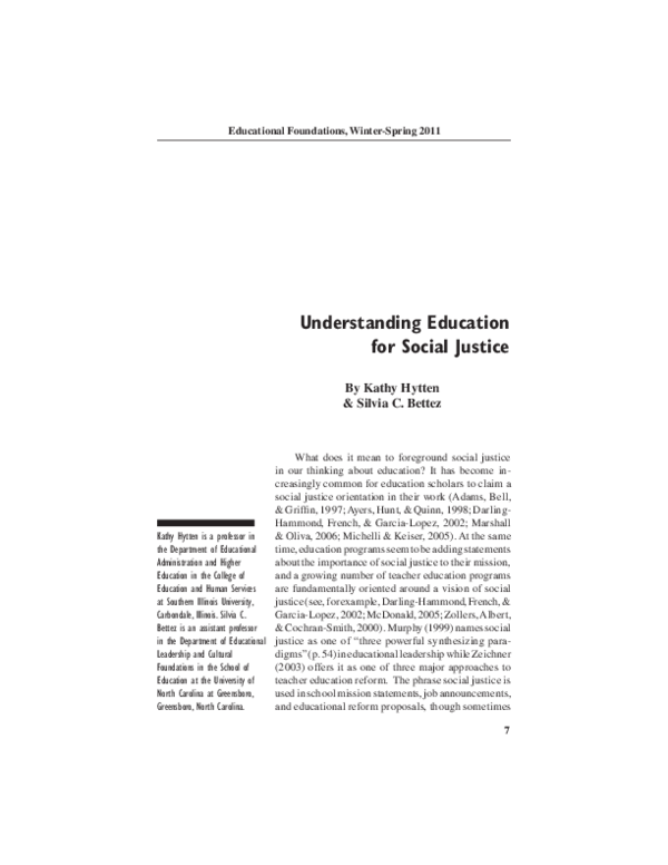 (PDF) Understanding Education for Social Justice