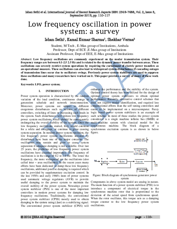 (PDF) Understanding lowfrequency oscillation in power systems