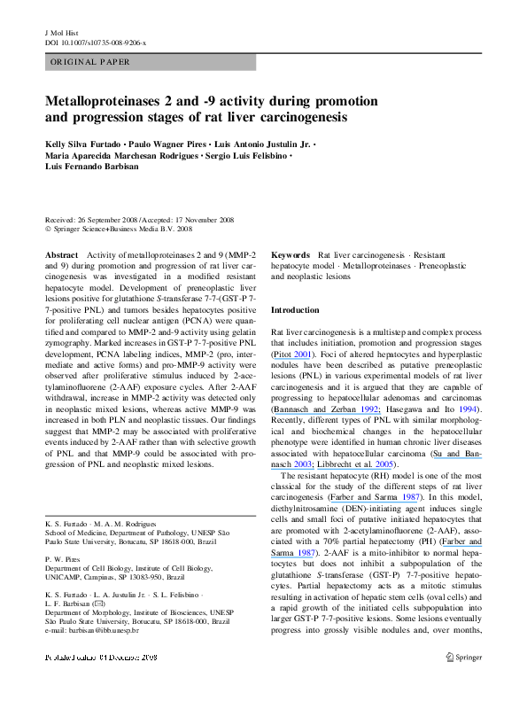 (PDF) Metalloproteinases 2 and -9 activity during promotion and ...