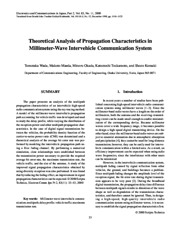 (PDF) Theoretical analysis of propagation characteristics in millimeter ...