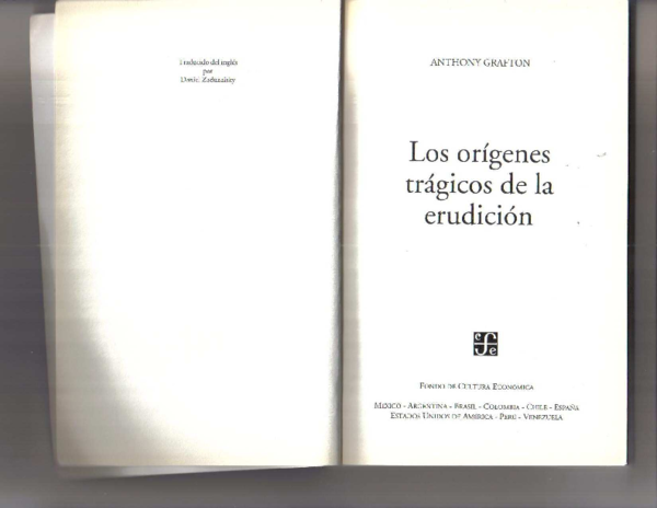 Los Origenes Tragicos De La Erudicion