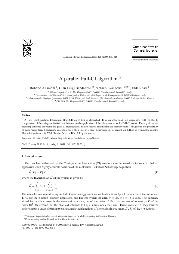 (PDF) A parallel Full-CI algorithm