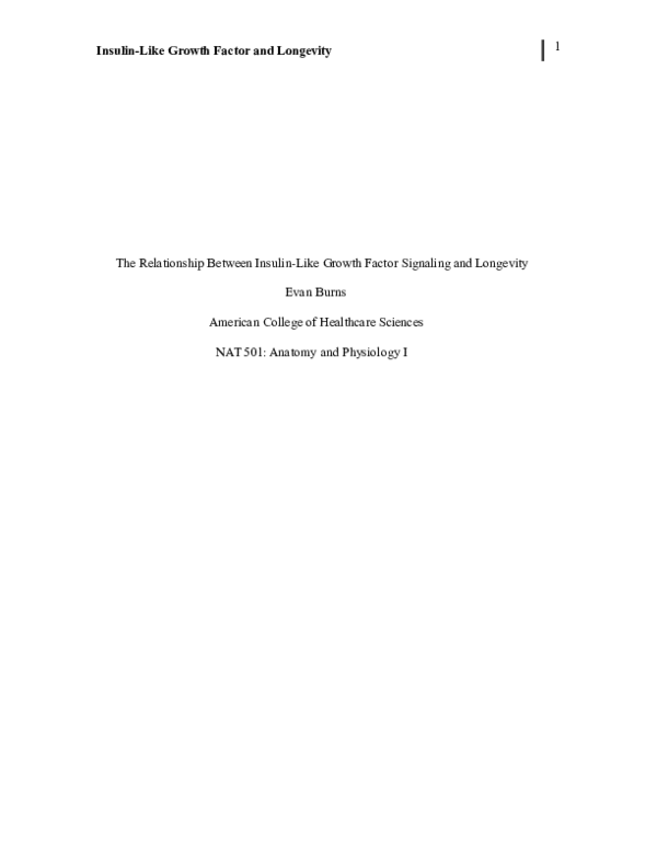 (DOC) The Relationship Between Insulin-Like Growth Factor Signaling and ...