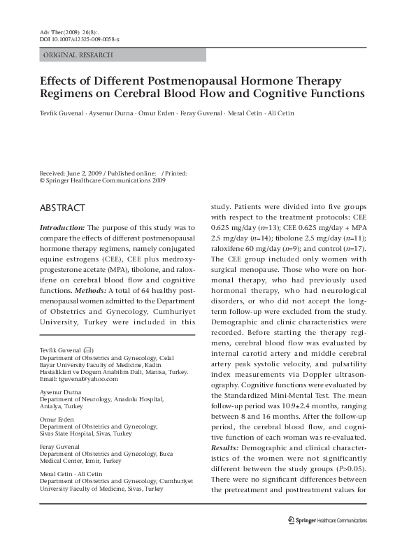 (PDF) Effects of different postmenopausal hormone therapy regimens on ...