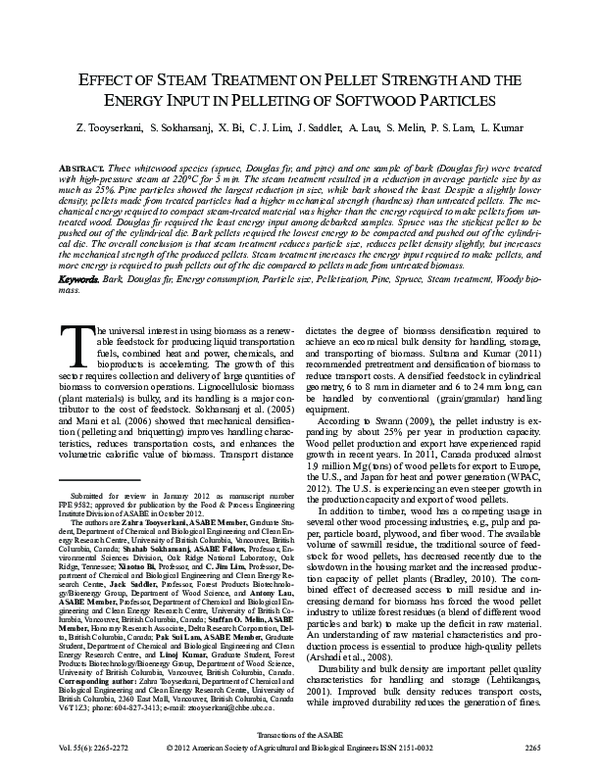 (PDF) Effect of Steam Treatment on Pellet Strength and the Energy Input ...