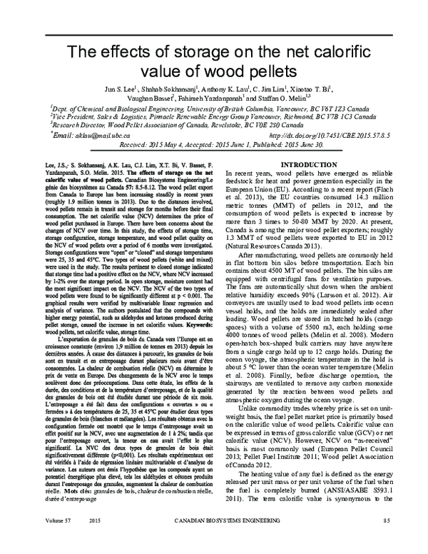 (PDF) The effects of storage on the net calorific value of wood pellets