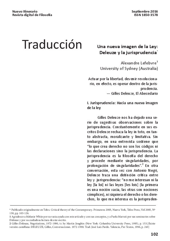 (PDF) Una nueva imagen de la Ley Deleuze y la jurisprudencia