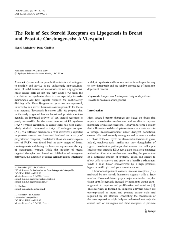 (PDF) The role of sex steroid receptors on lipogenesis in breast and ...
