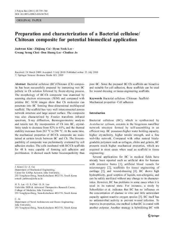 (PDF) Preparation and characterization of a Bacterial cellulose ...