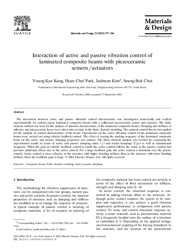 (PDF) Interaction of active and passive vibration control of laminated ...