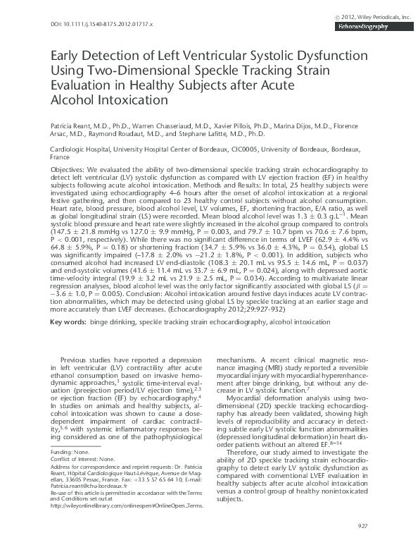 (PDF) Early Detection of Left Ventricular Systolic Dysfunction Using ...