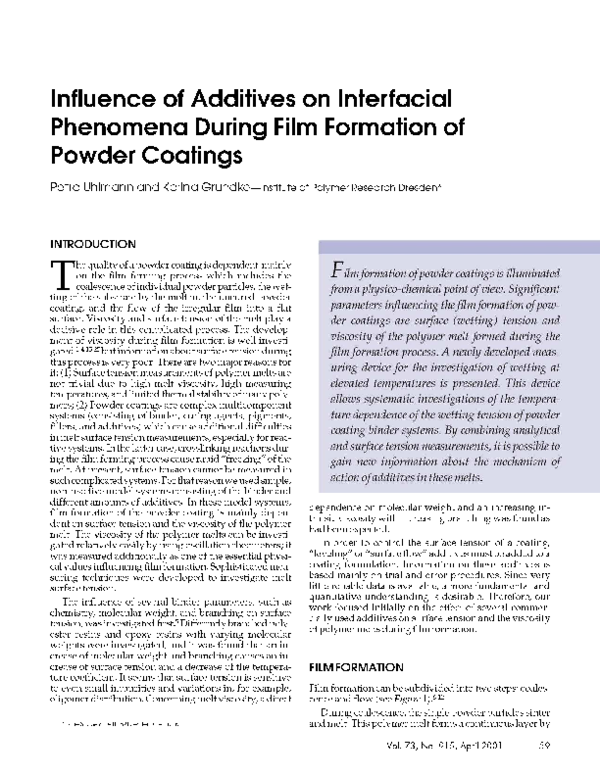(PDF) Influence of additives on interfacial phenomena during film