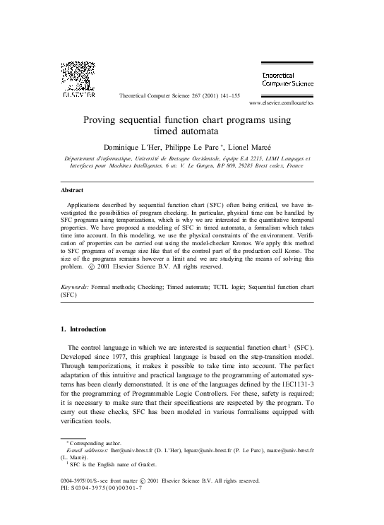 (PDF) Proving sequential function chart programs using timed automata