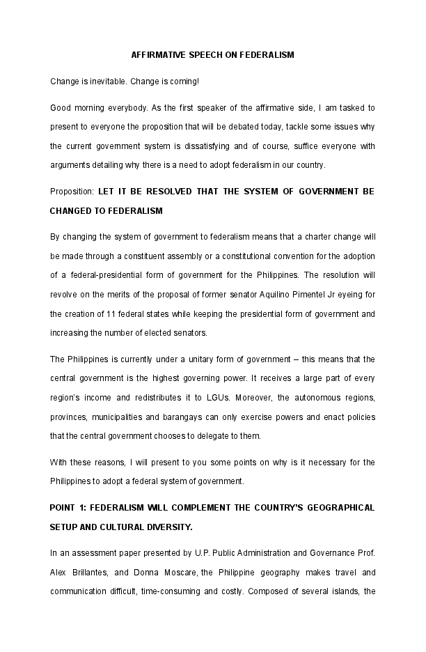 Affirmative constructive speech example picture