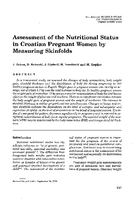 (PDF) Assessment of the nutritional status in Croatian pregnant women ...