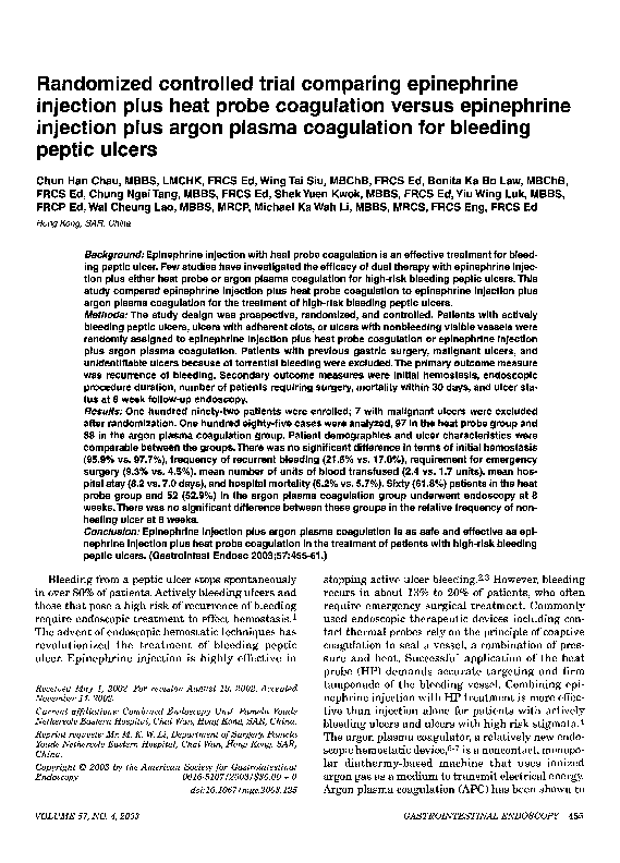 (PDF) Randomized controlled trial comparing epinephrine injection plus